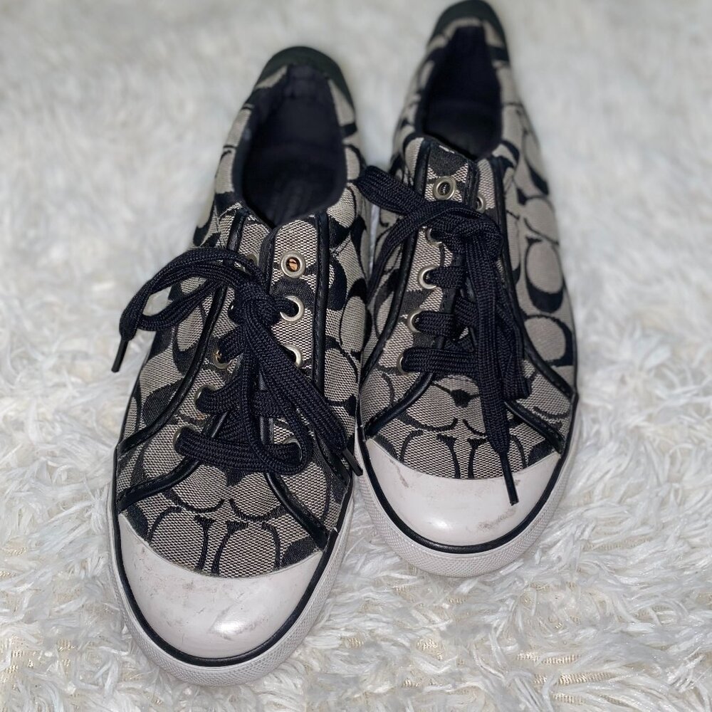Coach Barrett Sneaker, Size 6.5, Black/White